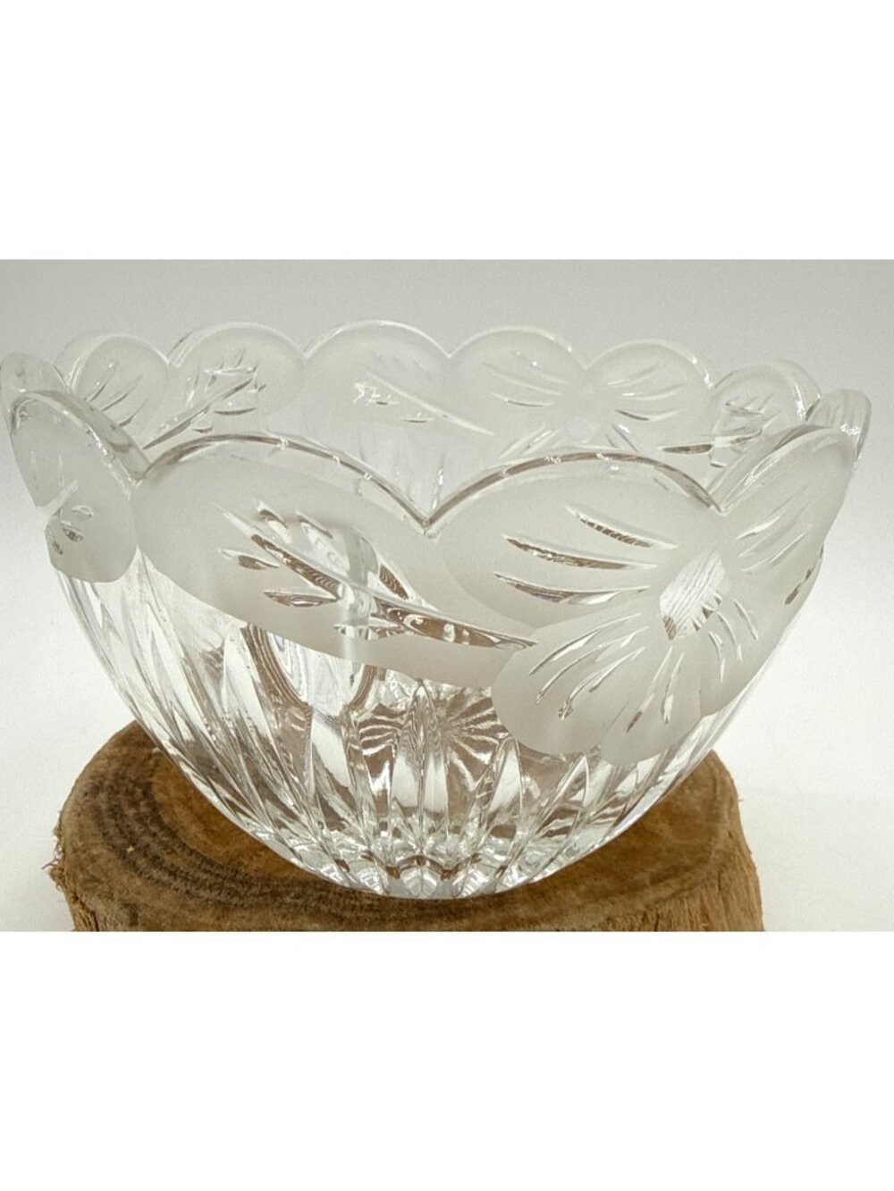 Crystal Bowl Frosted Floral Candy, Serving Dish Elegant